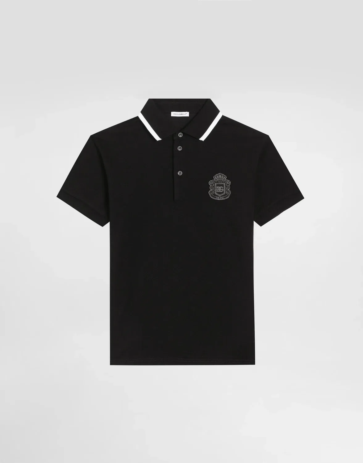 Рубашка-поло из пике с геральдической нашивкой DG DOLCE & GABBANA, черный