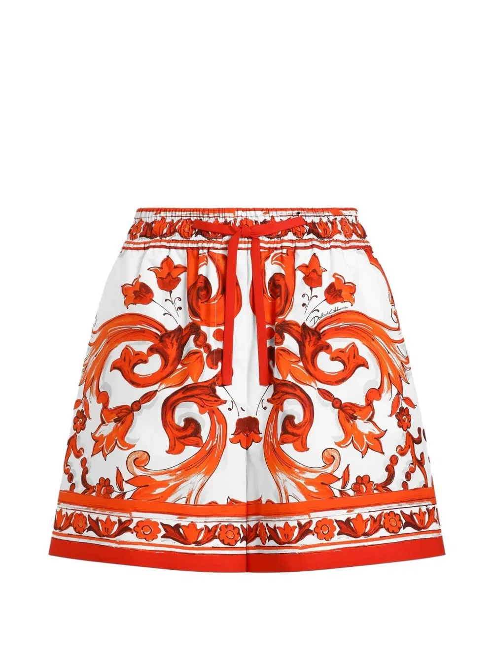 Бермудские шорты из поплина с майоликовой печатью Dolce & Gabbana, белый