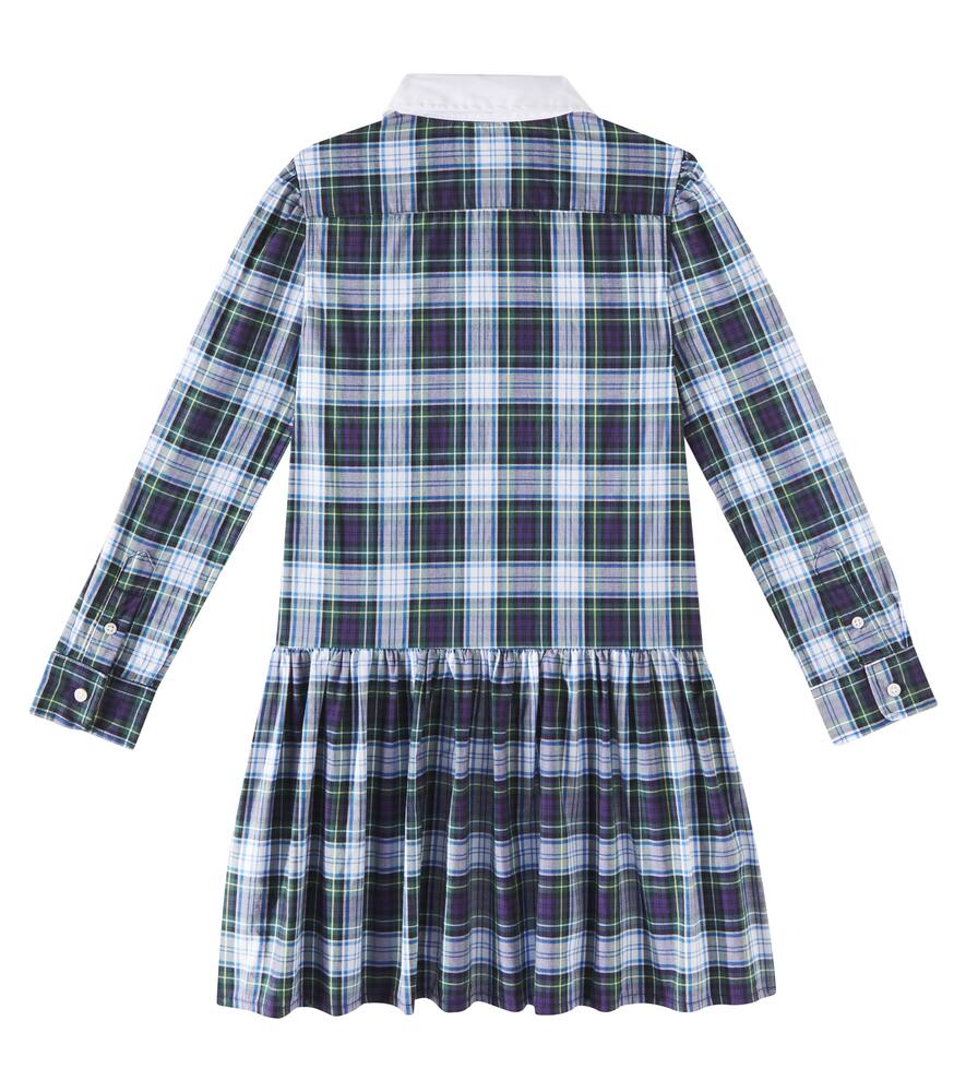 Платье из хлопкового поплина в клетку Polo Ralph Lauren Kids, 144 Navy Cream Multi — фото 3
