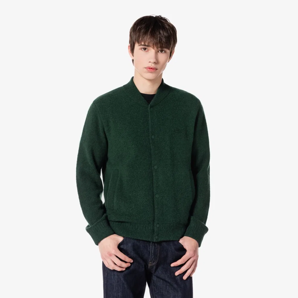 Мужской кардиган-стадион из букле хаки от Lacoste