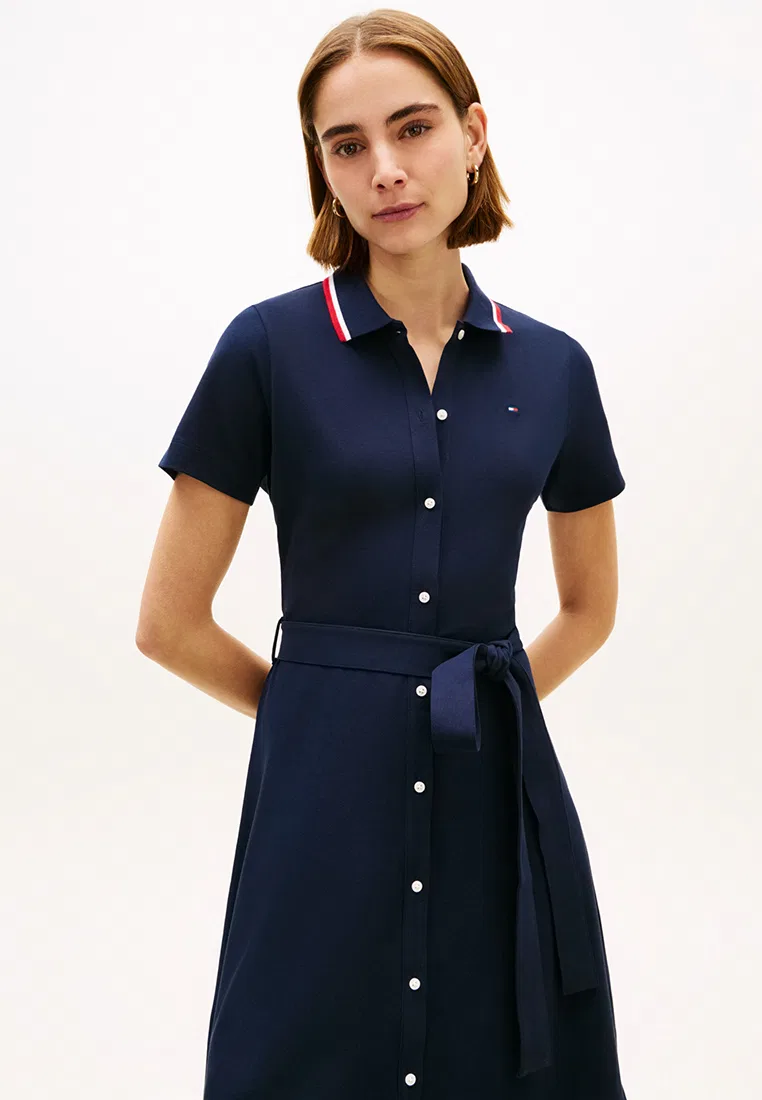Платье-поло Fit & Flare, приталенное, TH Mainline Tommy Hilfiger, темно-синий/мультиколор — фото 4