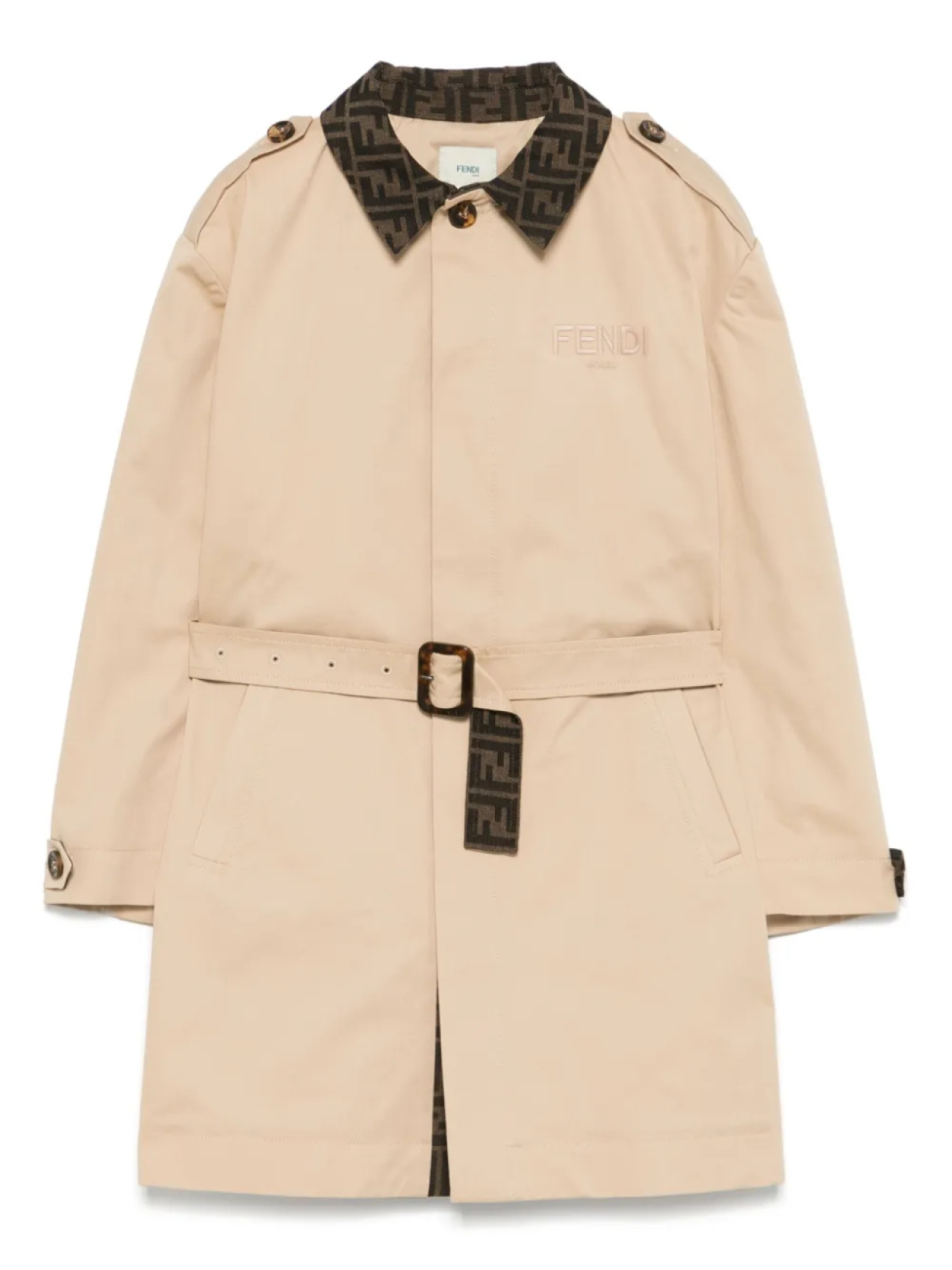 

Пальто с вышитым логотипом Fendi Kids, нейтральный