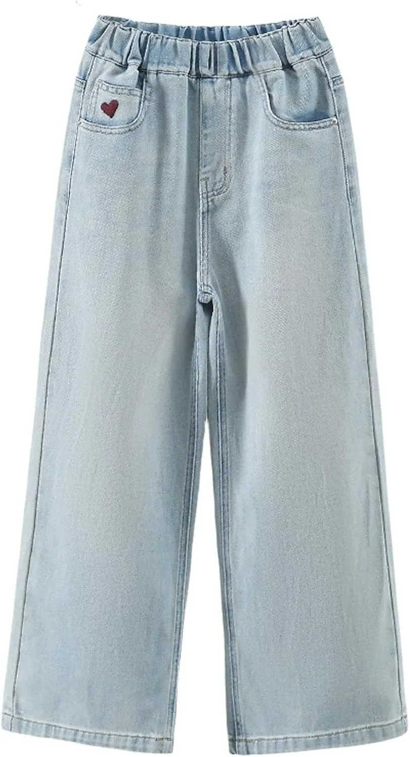 

Джинсы для девочек комфортные стильные y2k streetwear baggy wide leg с высокой эластичной талией