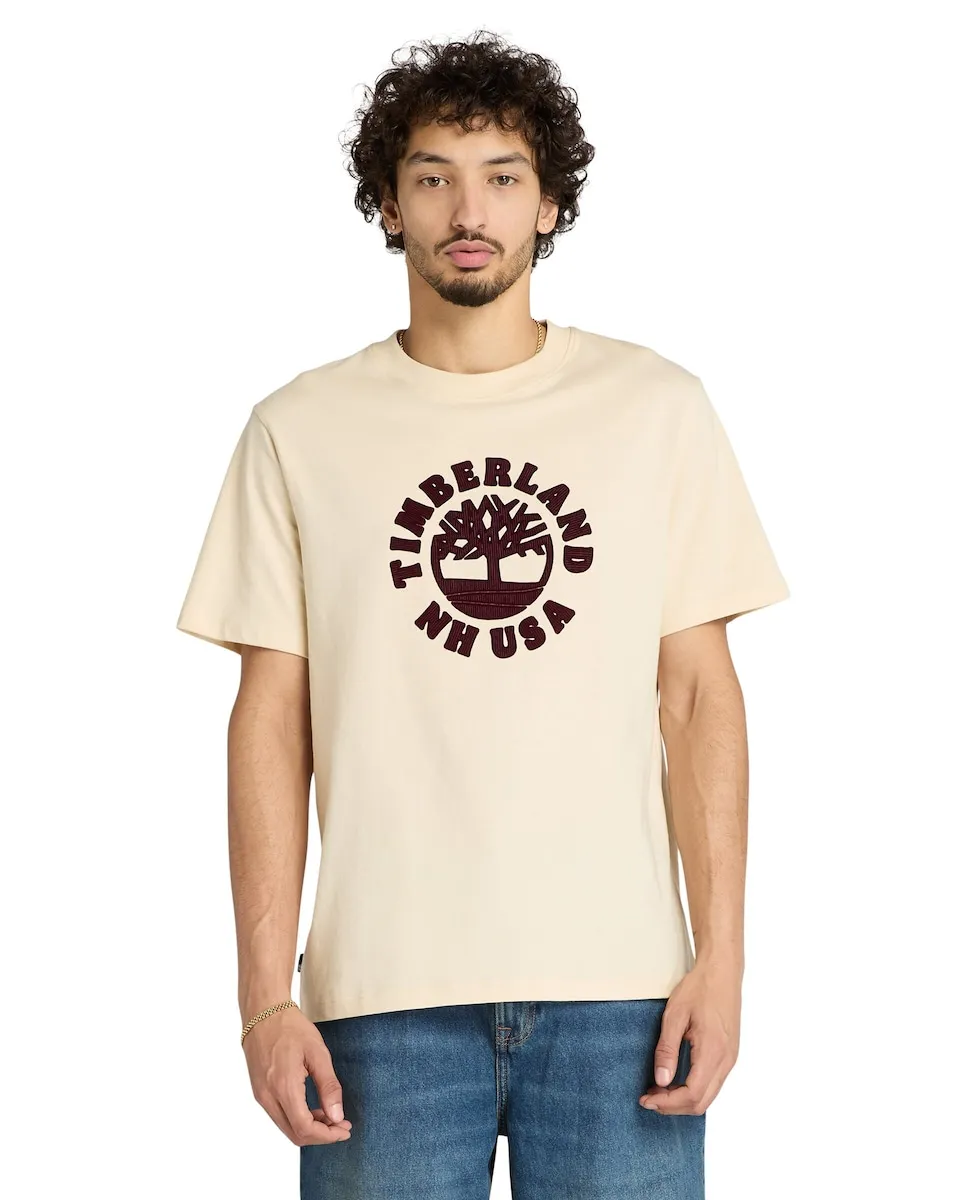 

Мужская футболка с короткими рукавами и праздничным принтом спереди Timberland, бежевый