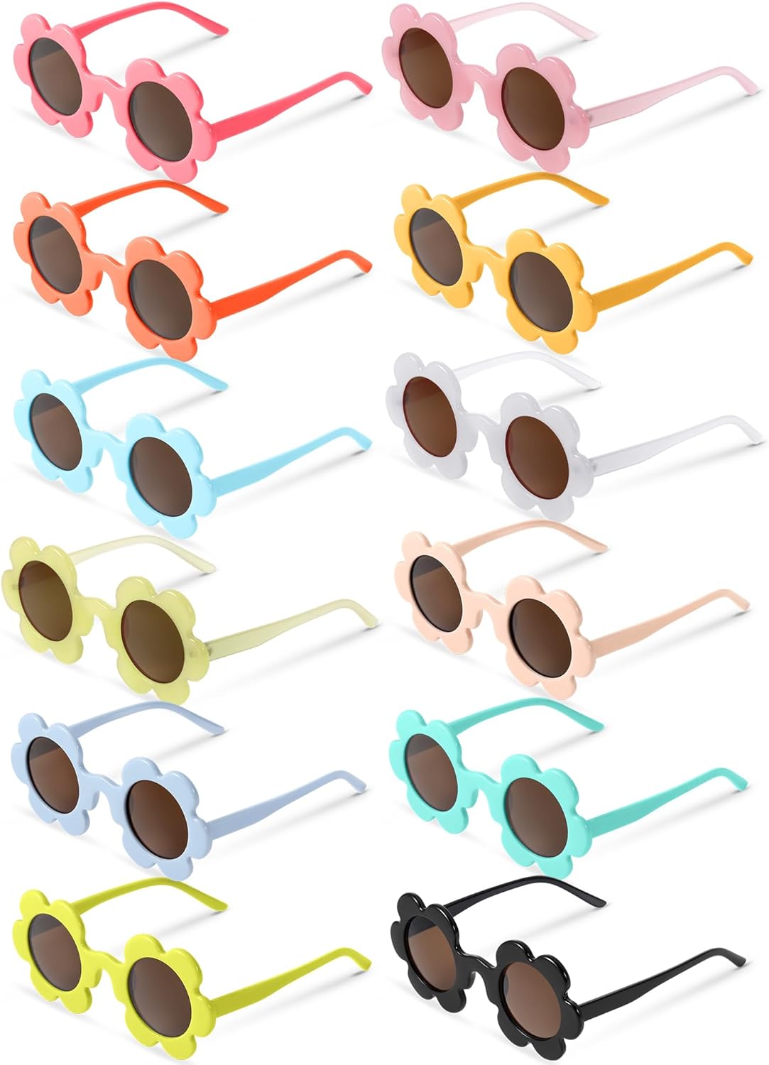 

Солнцезащитные очки Kanayu, 12 пар, летние, для взрослых, с цветочным рисунком, диаметр 5,71 дюйма, круглые, с защитой от УФ-излучения, яркие, с цветочным рисунком, для женщин, для вечеринок, в качестве подарка, Vivid Color