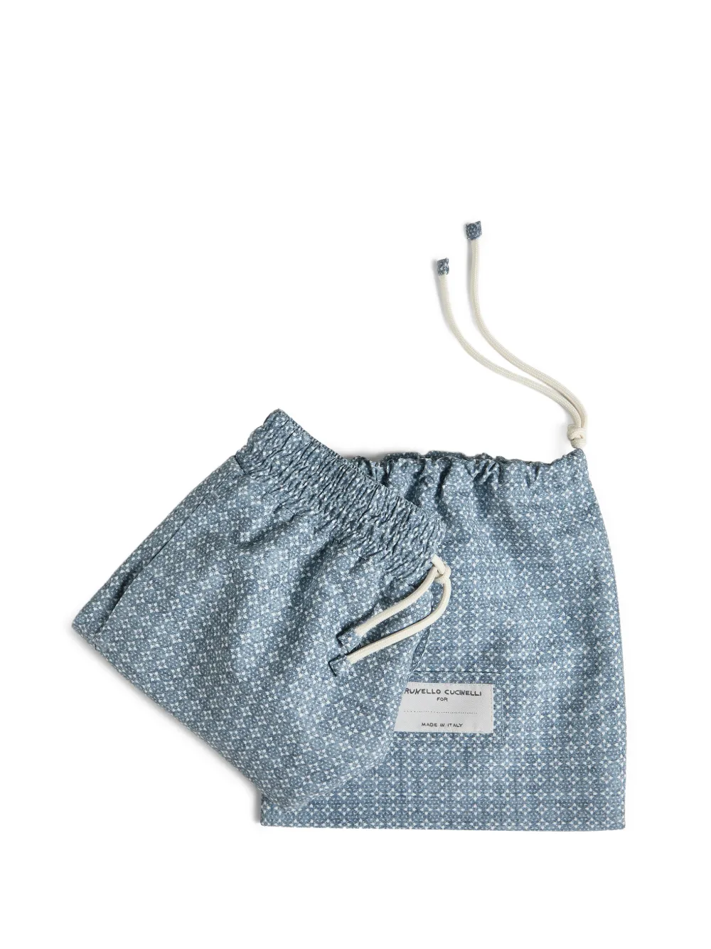 Плавки-шорты из технологичной ткани с рисунком и логотипом Brunello Cucinelli Kids, синий — фото 3
