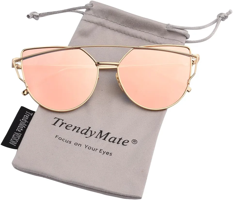 

TrendyMate — женские солнцезащитные очки в стиле «кошачий глаз» с металлическими двойными линзами и плоскими зеркальными линзами в стиле уличной моды…, Gold / Pink