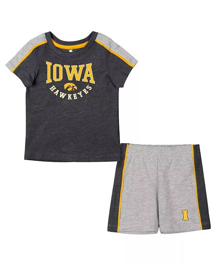 

Комплект из футболки и шорт Iowa Hawkeyes Norman для мальчиков и девочек, черный, серый Хизер, комплект из футболки и шорт Iowa Hawkeyes Norman Colosseum, черный