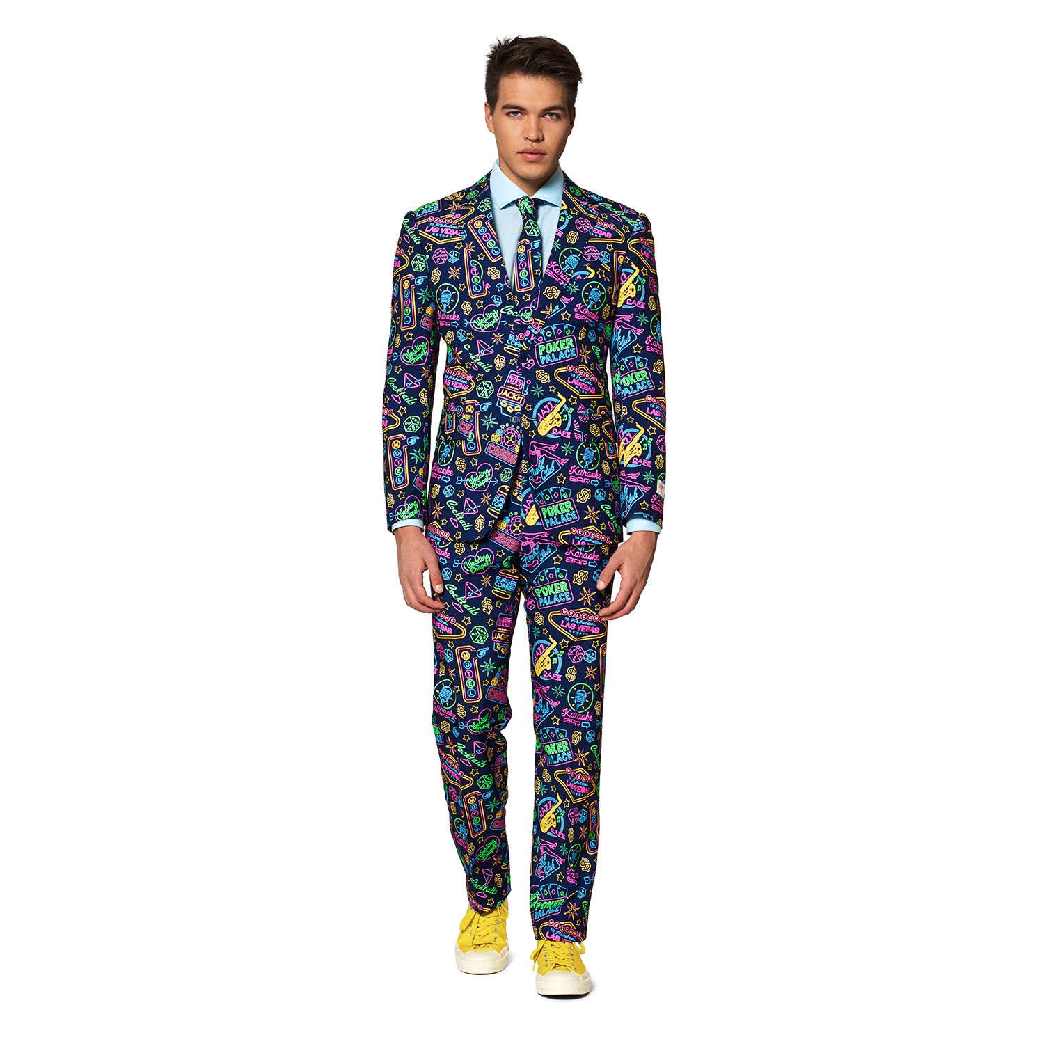 

Мужской облегающий костюм и галстук с узором OppoSuits, Bright Light Black