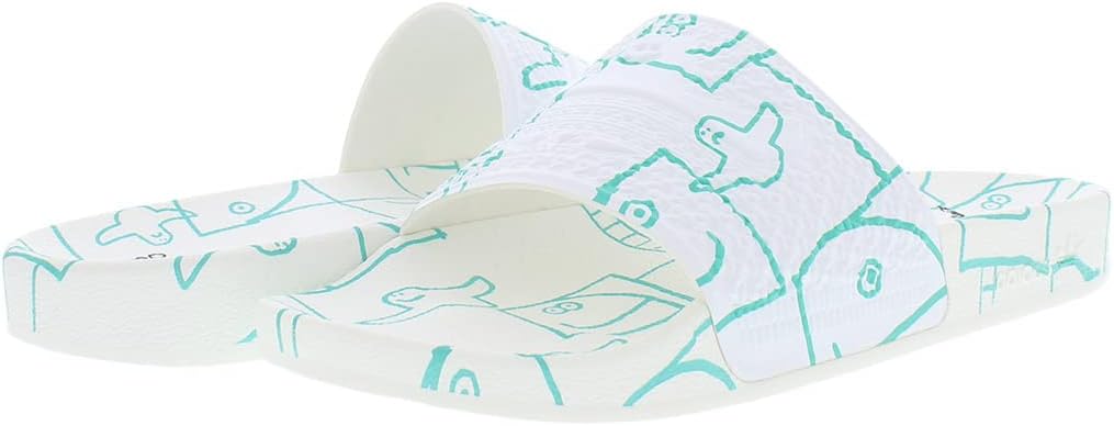 Мужские шлепанцы для душа adidas Adilette, белый/черный/мятный — фото 2