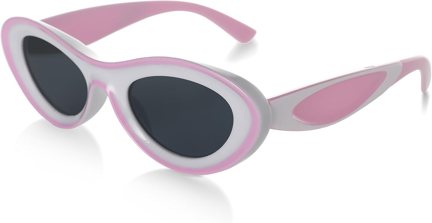 

Ретро-солнцезащитные очки овальной формы для женщин и мужчин, классические узкие солнцезащитные очки в стиле 90-х с защитой от УФ-излучения UV400 и антибликовым покрытием Thryvox, Pink