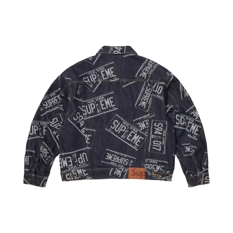 Джинсовая куртка Supreme в стиле "номерной знак", черный — фото 2