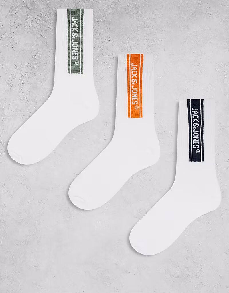 

Спортивные носки Jack & Jones, 3 пары, с логотипом, белого цвета