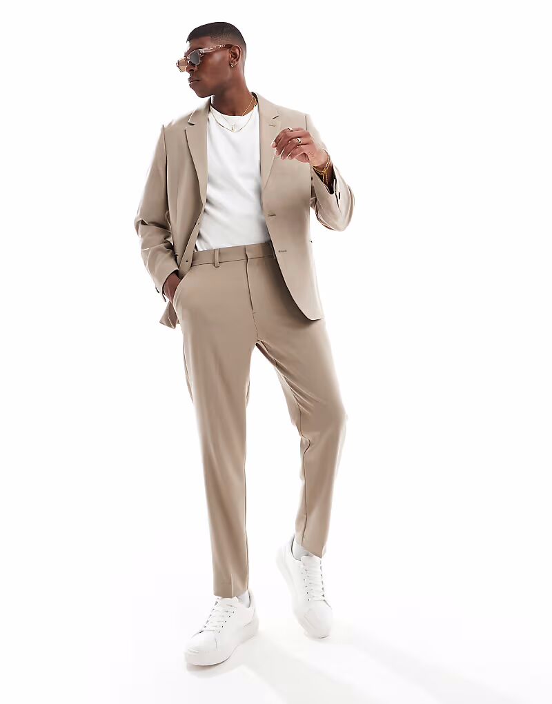 

Зауженные брюки из коричневого твила Asos Design