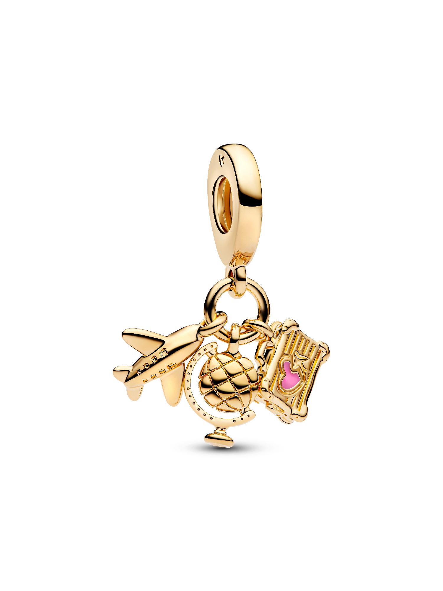 

Тройная подвеска в виде самолета, глобуса и чемодана Pandora, 14-каратное золотое покрытие