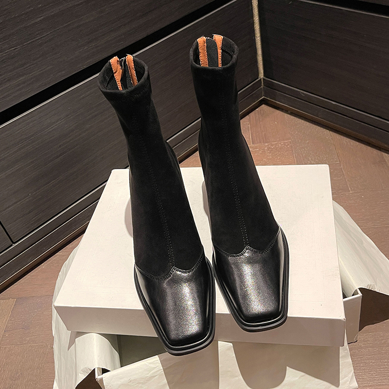 Yeezyy Reezy Женские черные полусапожки на каблуке 4,5 см, цвет Black — фото 4