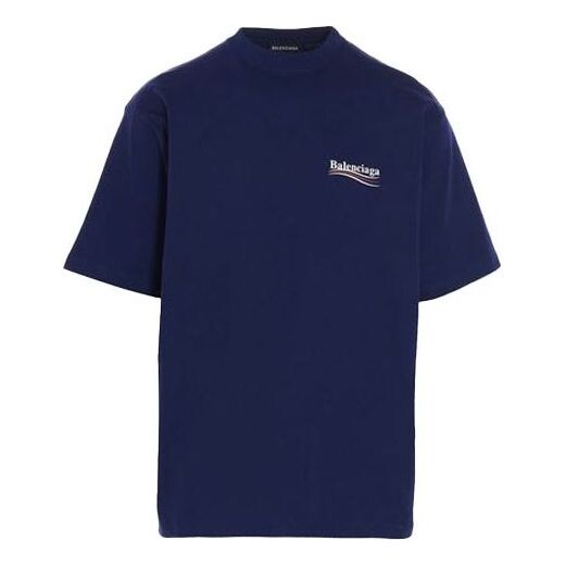 

Футболка men's political campaign printing large version short sleeve navy blue Balenciaga, синий