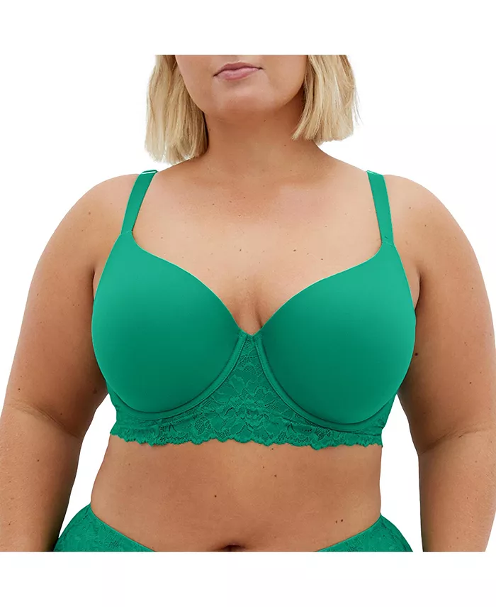 

Бюстгальтер Gemma Contour Longline размера Plus CITY CHIC, зеленый
