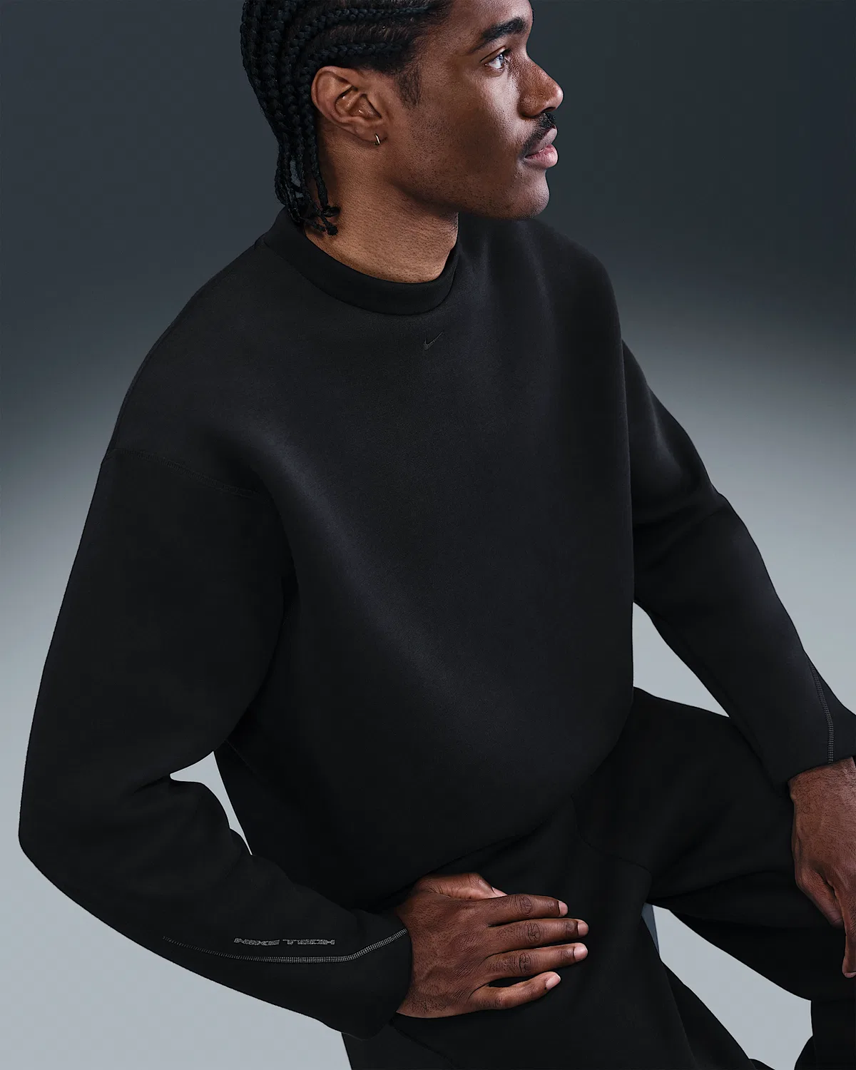 Мужское флисовое худи свободного кроя Nike Tech, Black/Black — фото 3