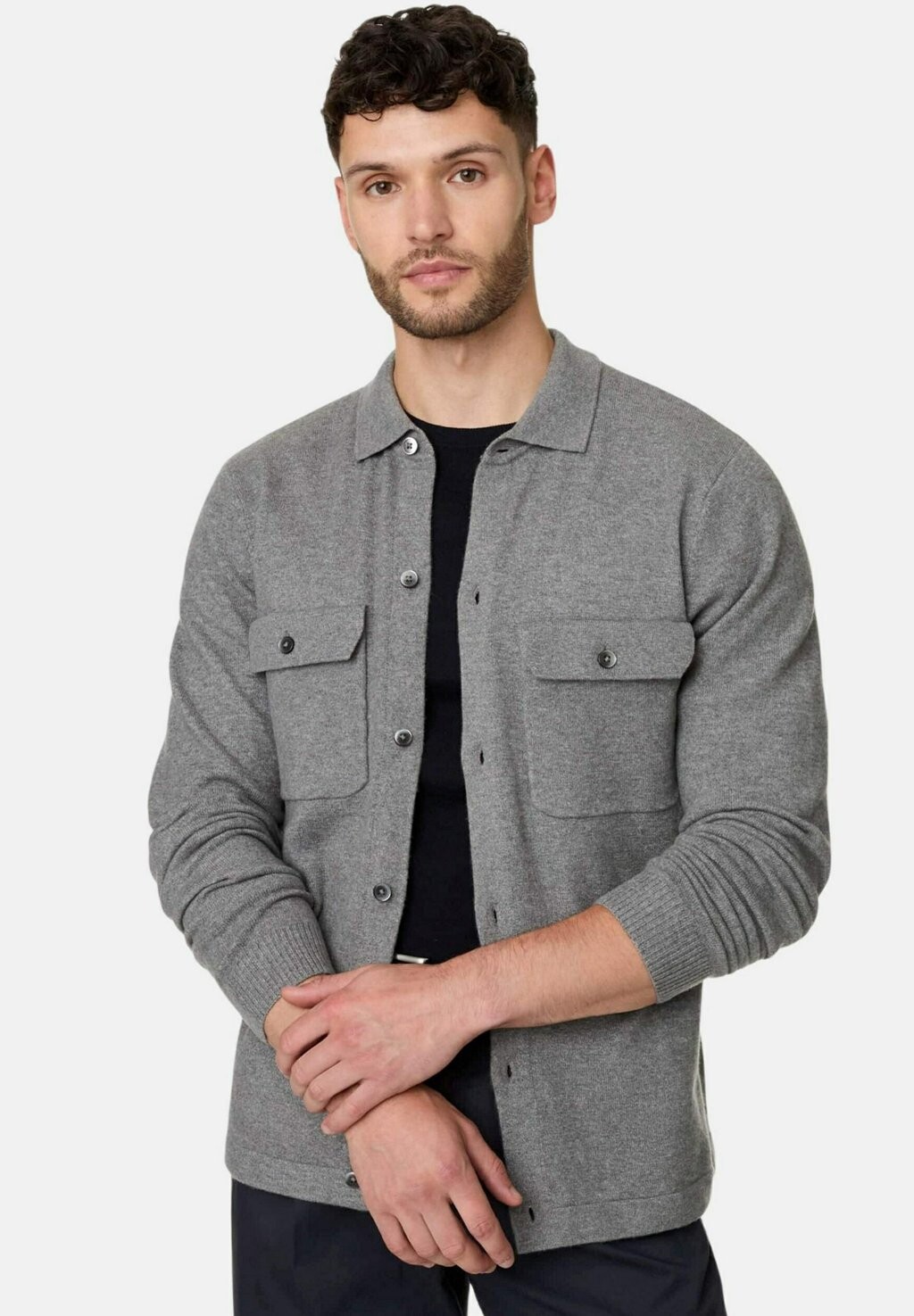 

Кардиган Textured Collared Knitted Marks & Spencer, серый