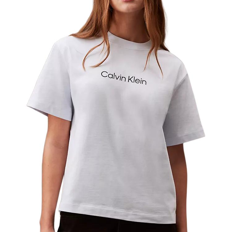 Футболка Calvin Klein Standard Logo Boxy Fit Crewneck, серо-белый — фото 2
