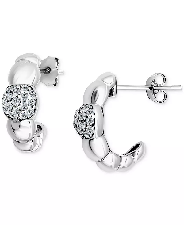 

Объемные серьги-полукольца с кубическим цирконием из стерлингового серебра (также из 18-каратного желтого золота поверх стерлингового серебра), эксклюзивно в Macy's Giani Bernini, silver