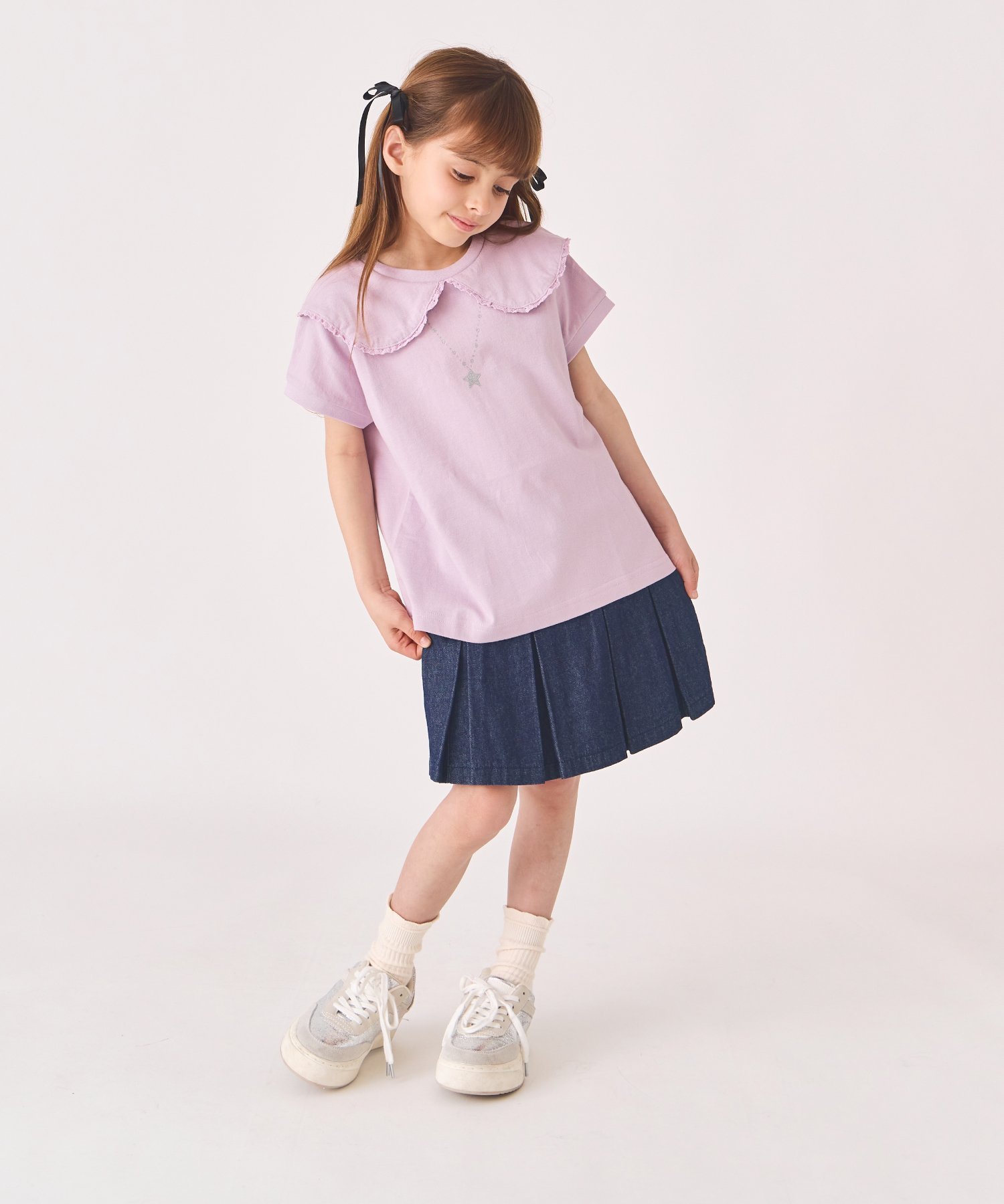 Футболка с воротником-рюшами Ever Closet, Dusty Lavender