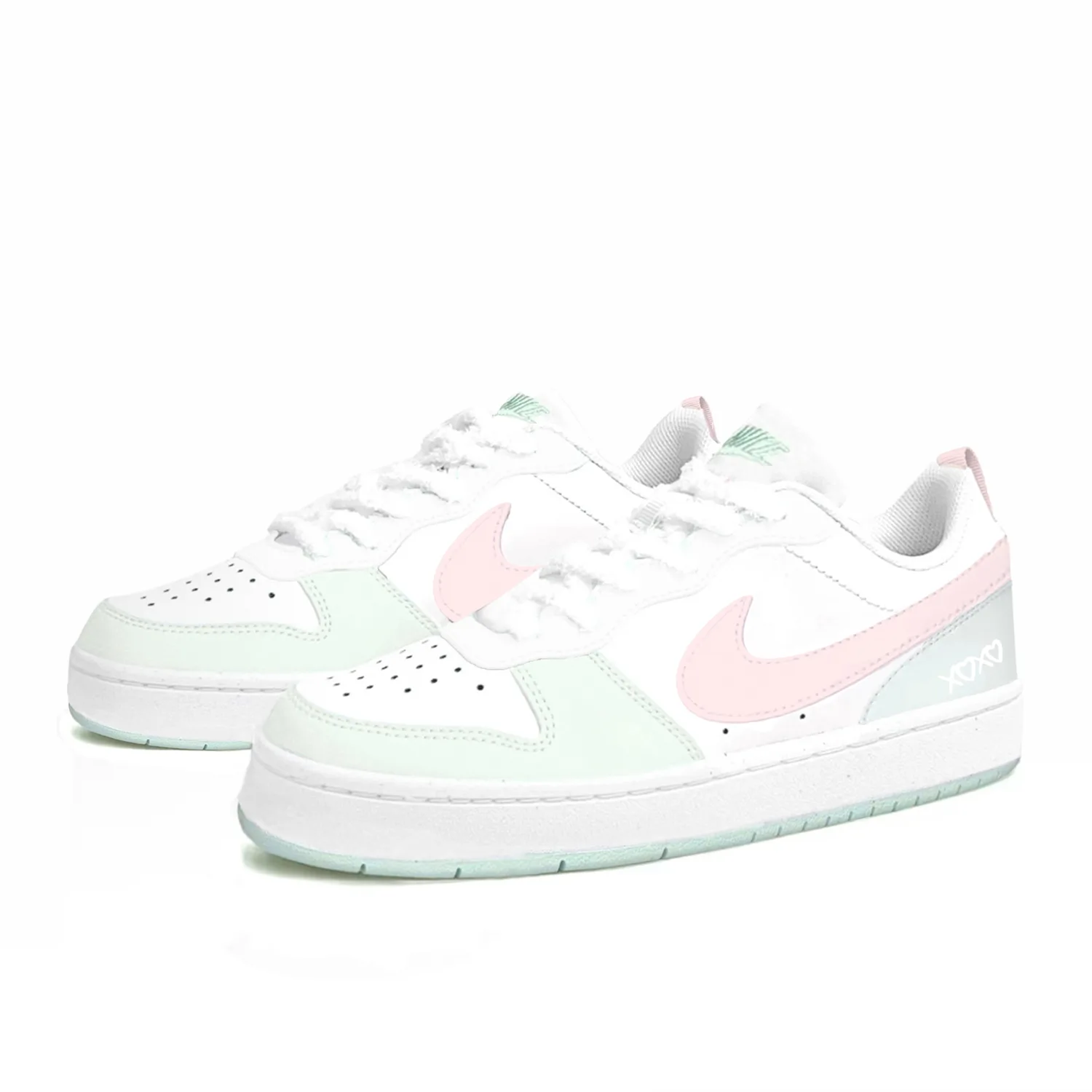 Nike Кроссовки для скейтбординга Court Borough Sweetheart Oolong с амортизацией и износостойкой подошвой, низкие, розово-зеленые — фото 4