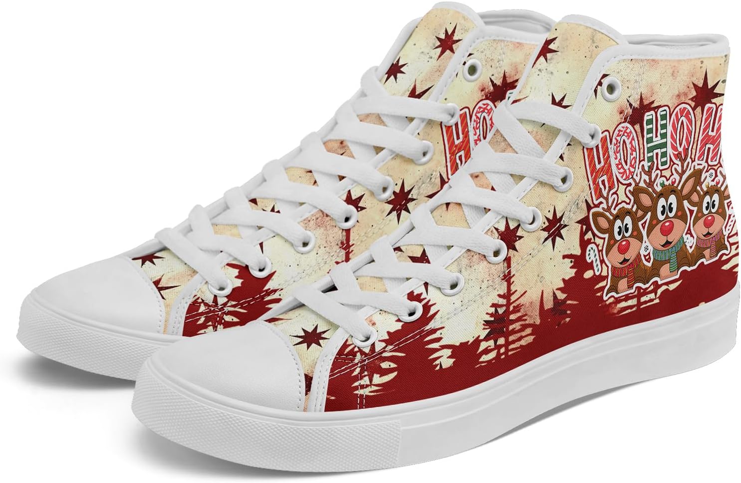 

Высокие кеды на холщовой подошве AWSOLE для мужчин и женщин, с принтом Санты, забавные рождественские повседневные кроссовки для ходьбы, белый/красный/зеленый/бежевый