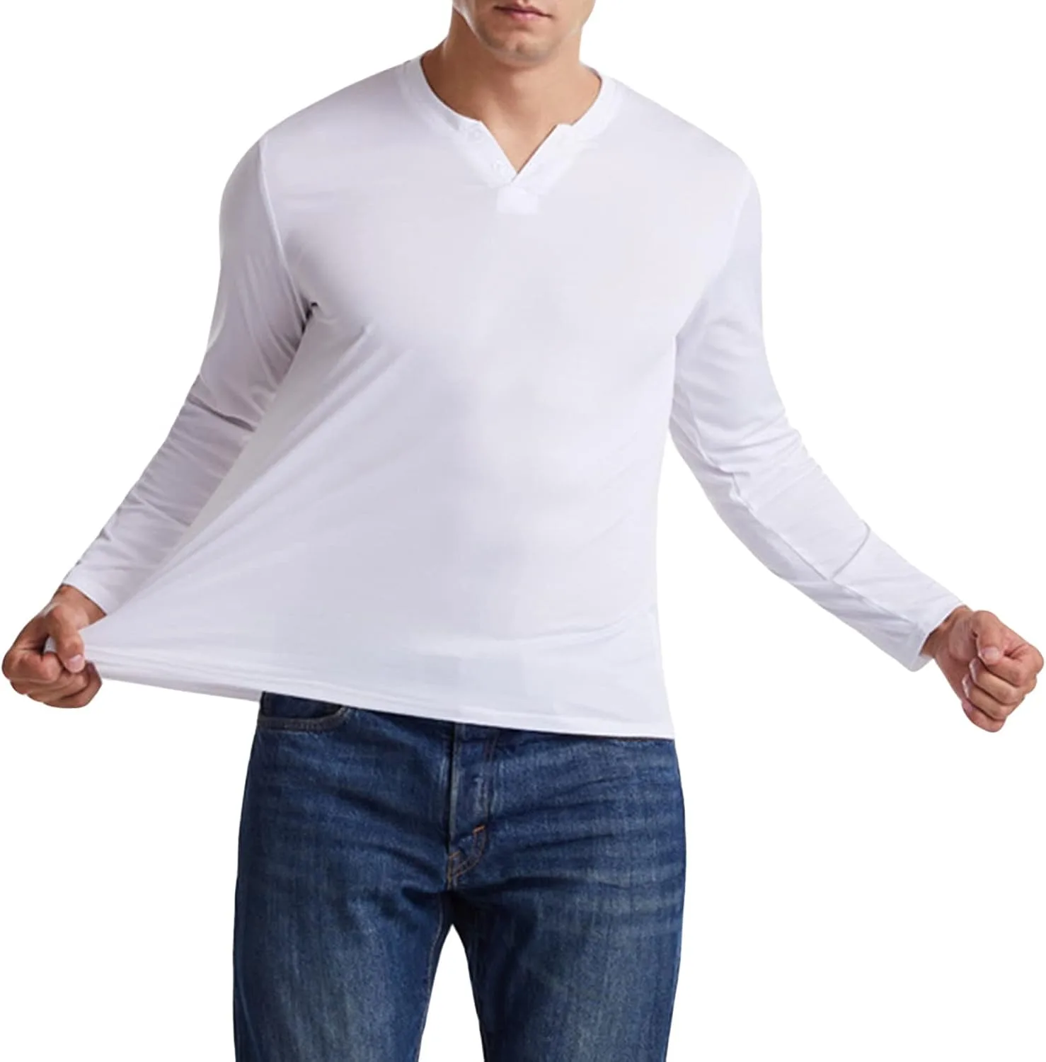 

Мужская повседневная рубашка-поло Slim Fit с длинным рукавом и V-образным вырезом Maiyifu-GJ