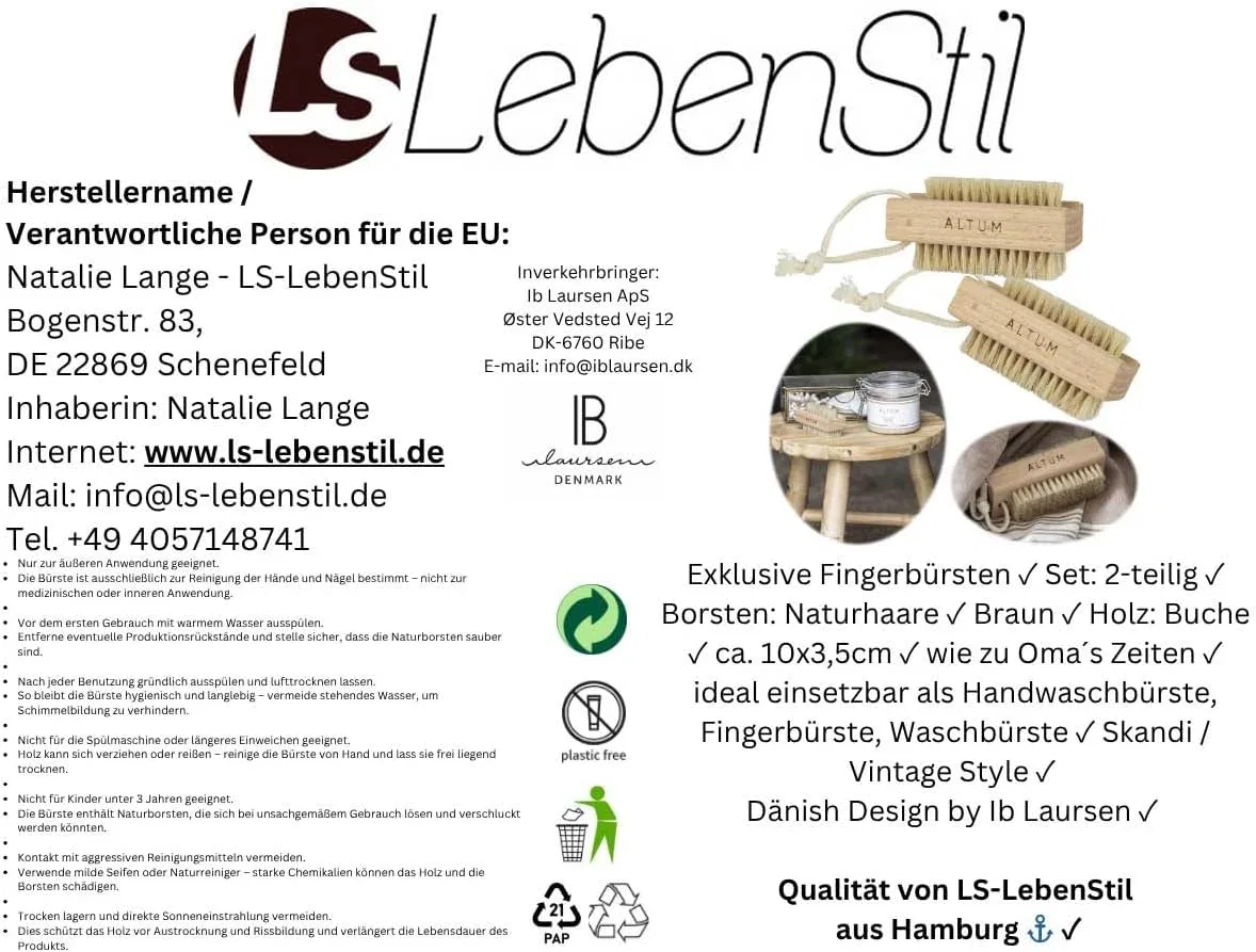 Набор из 2 деревянных щеток для ногтей LS-LebenStil с натуральной щетиной Ls-Lebenstil — фото 2
