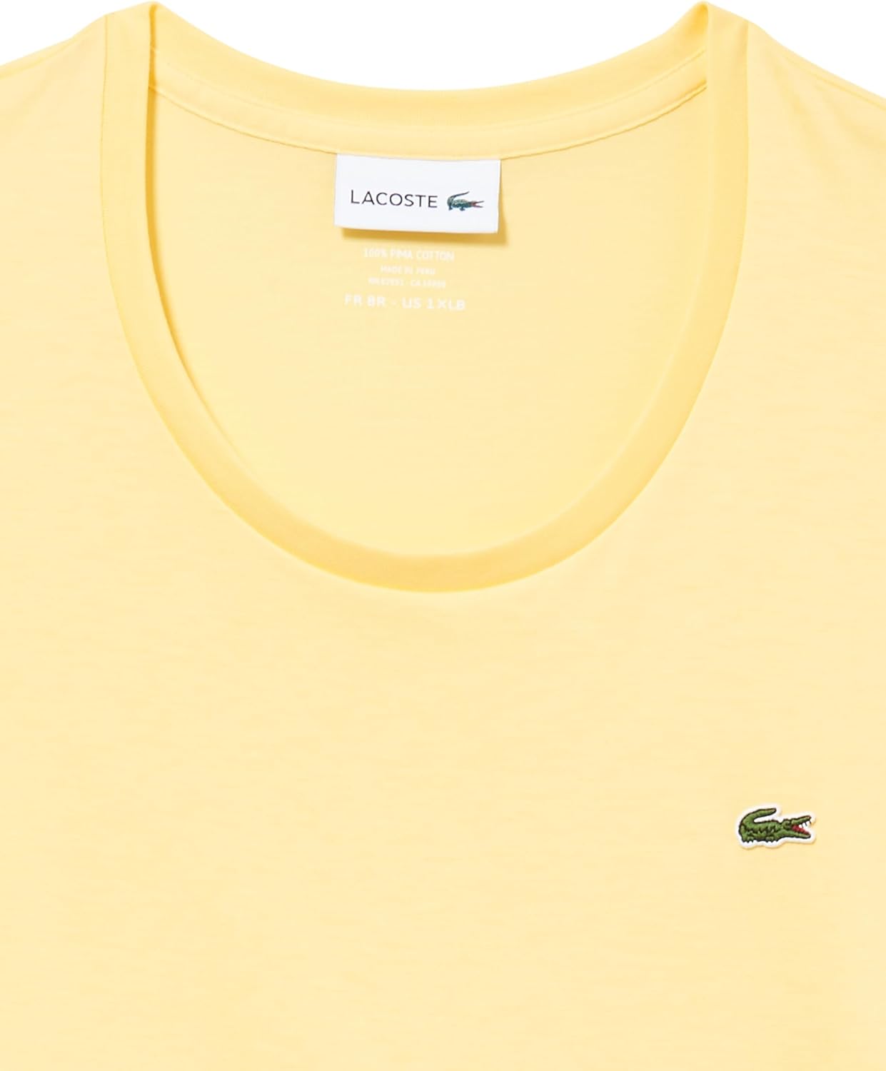 Мужская классическая футболка Lacoste с круглым вырезом, коротким рукавом и свободным кроем, большого размера., Yellow — фото 2