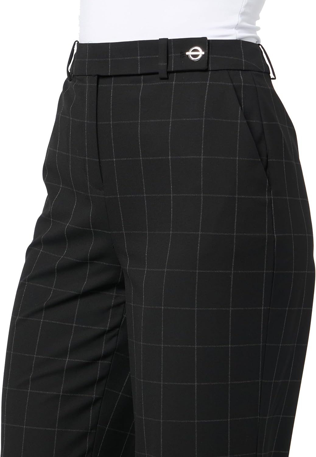 Женские брюки Calvin Klein Wide Leg со шлевками для ремня и карманами, Black/Cream — фото 3