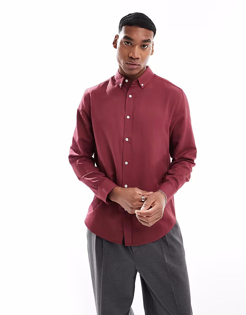 

Рубашка Oxford Regular ASOS DESIGN бордового цвета