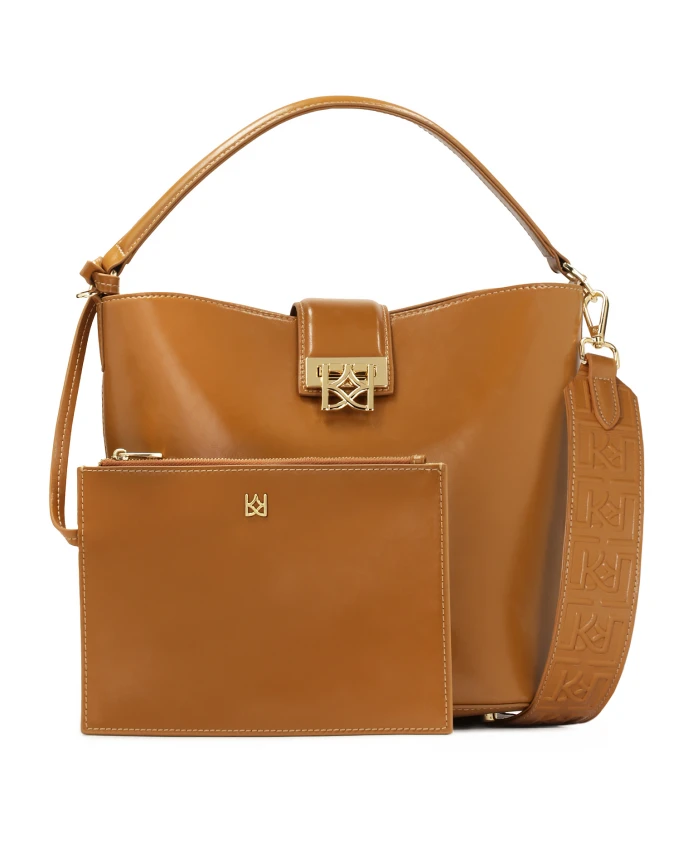 

Светло-Коричневая сумочка с дополнительным карманом и ручкой. Kazar, коричневый