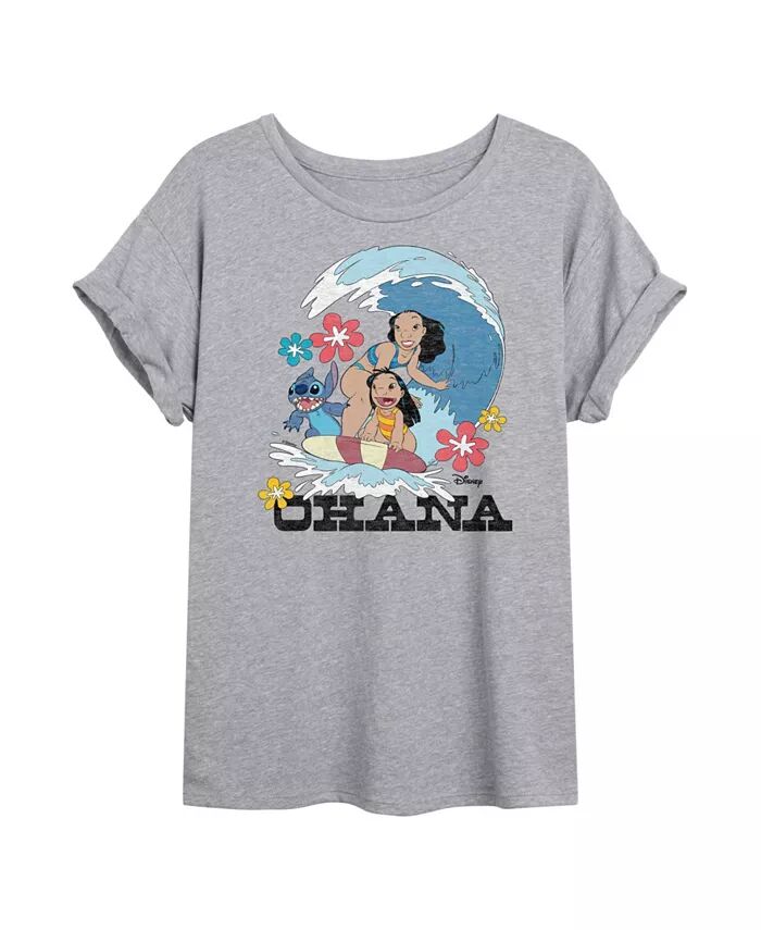 

Hybrid Apparel Trendy Juniors Lilo Stitch Ohana Футболка большого размера с рисунком GOOD VIBES LLC, серый