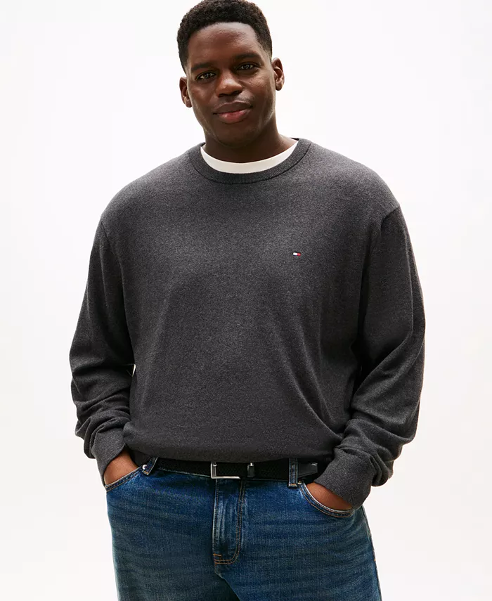 

Мужской свитер Big and Tall из пима-хлопка и кашемира Tommy Hilfiger, серый