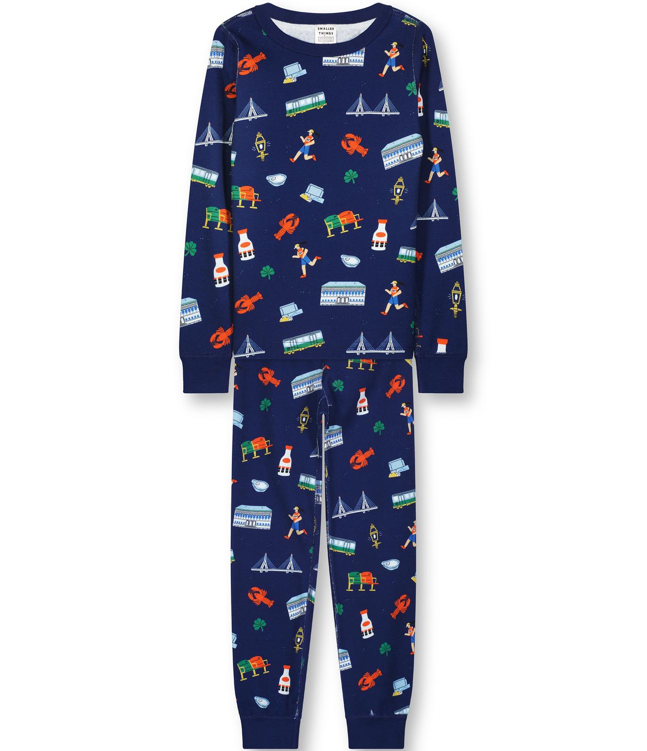 

Детский пижамный комплект Goodnight Boston с фирменным принтом Smaller Th!ngs, signature print