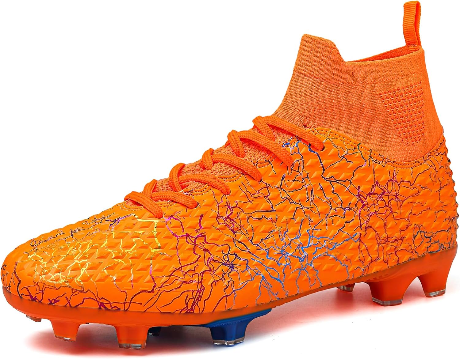 

Мужские футбольные бутсы высокие, для футбола на улице, дышащие, спортивные, профессиональные шипы, футбольная обувь для юношей, унисекс Migpogzai, оранжевый