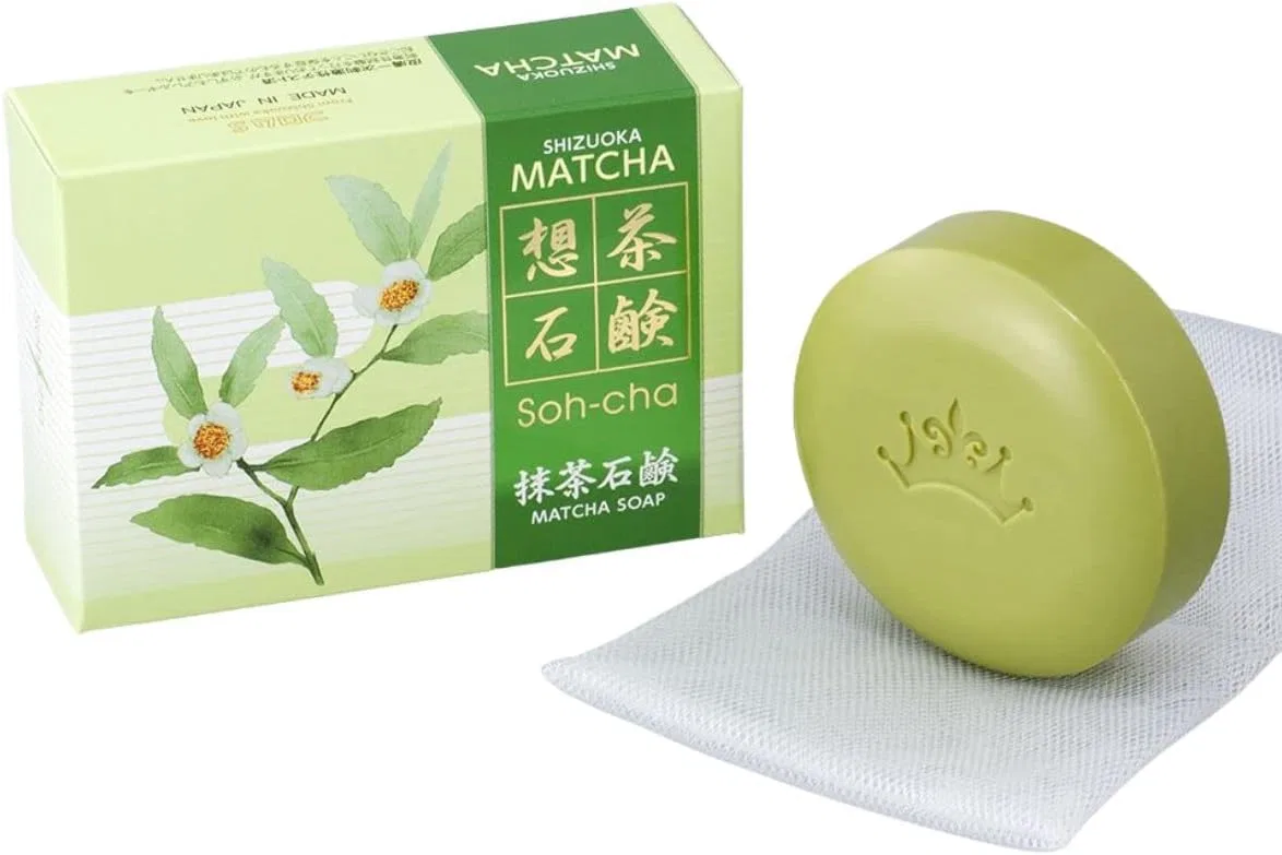 Набор мыла для лица и тела Matcha Soap, No Brand, 2 шт по 100 г, с сеткой для пены