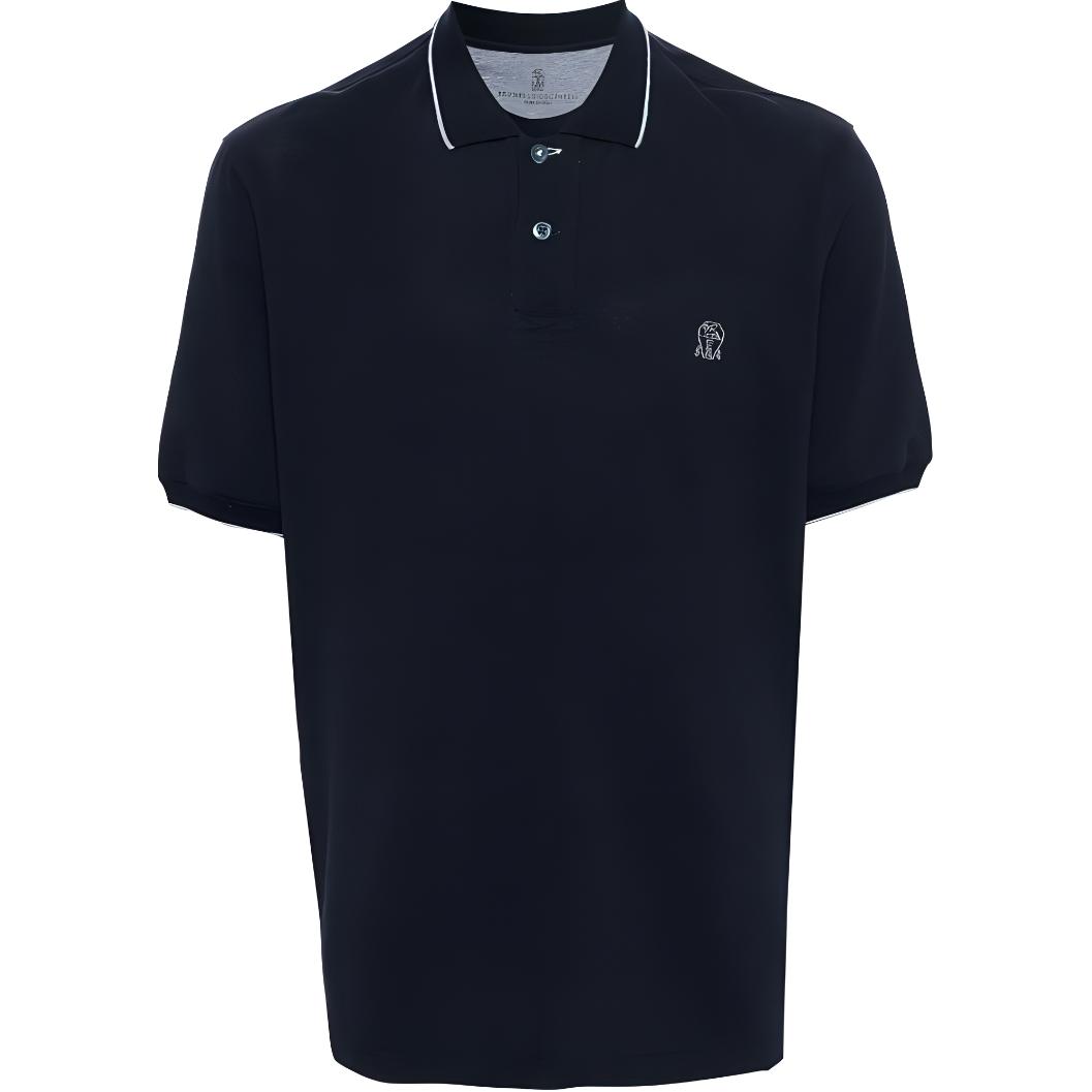 

Поло с коротким рукавом и вышитым логотипом Brunello Cucinelli, синий