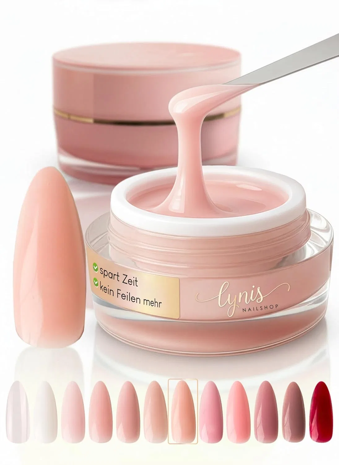 Гель для наращивания ногтей «No File Builder Gel» миндальный нюд 15 мл Lynis Nailshop, Almond Nude