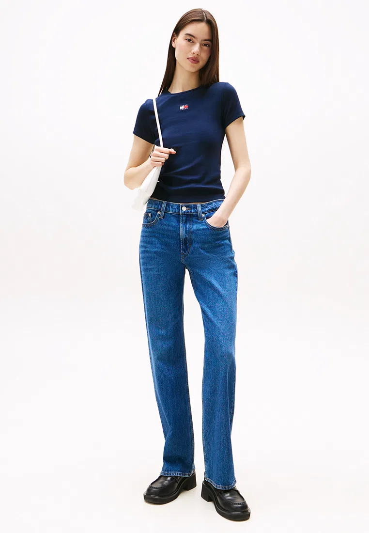 Футболка, Slim Badge Rib, Tommy Jeans Tommy Hilfiger, темно-синий — фото 4