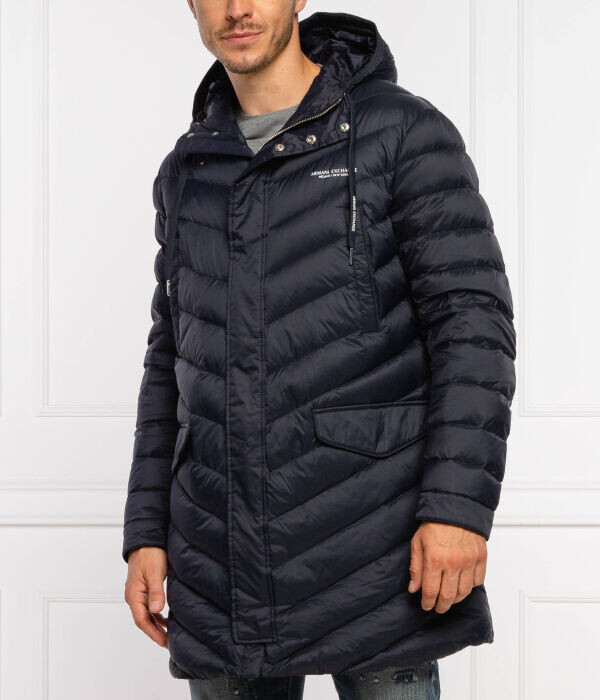 

Пуховик Armani Exchange Regular Fit с узором, синий