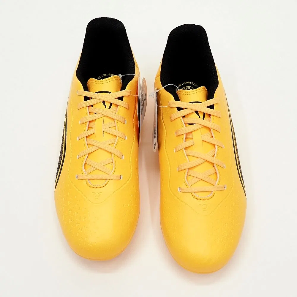 Детские футбольные бутсы Puma King Match HG+MID JR, желтый/черный, размер 24.0cm - 37 RU — фото 2