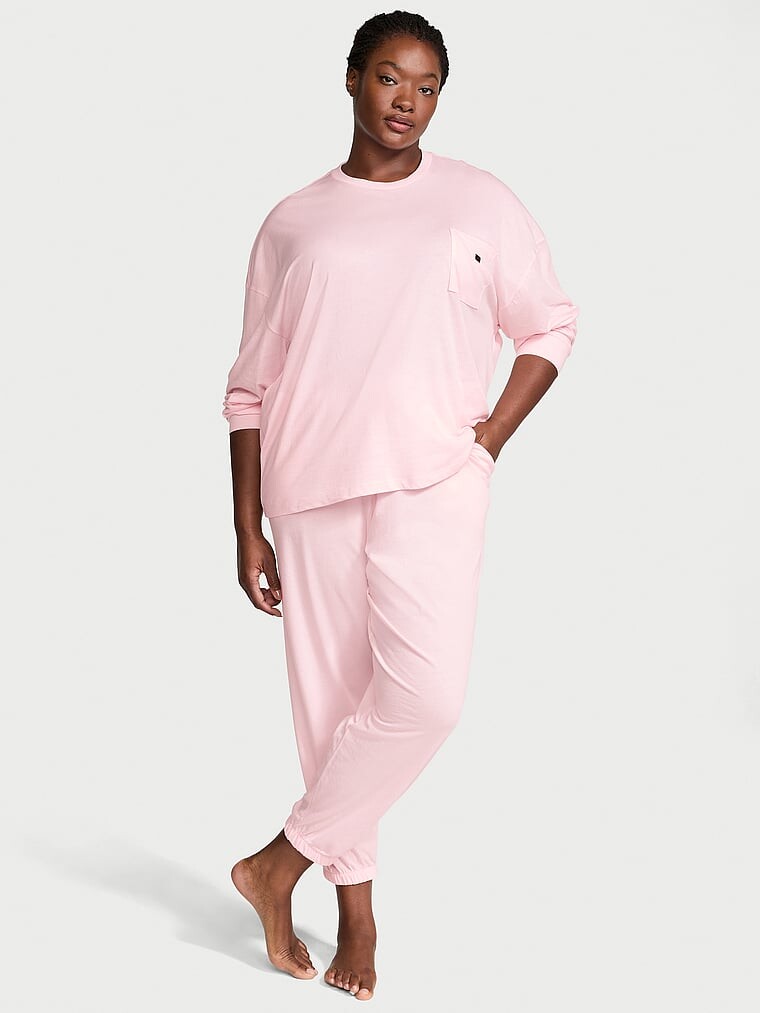 

Длинный пижамный комплект из 100% хлопка Victoria'S Secret, розовый