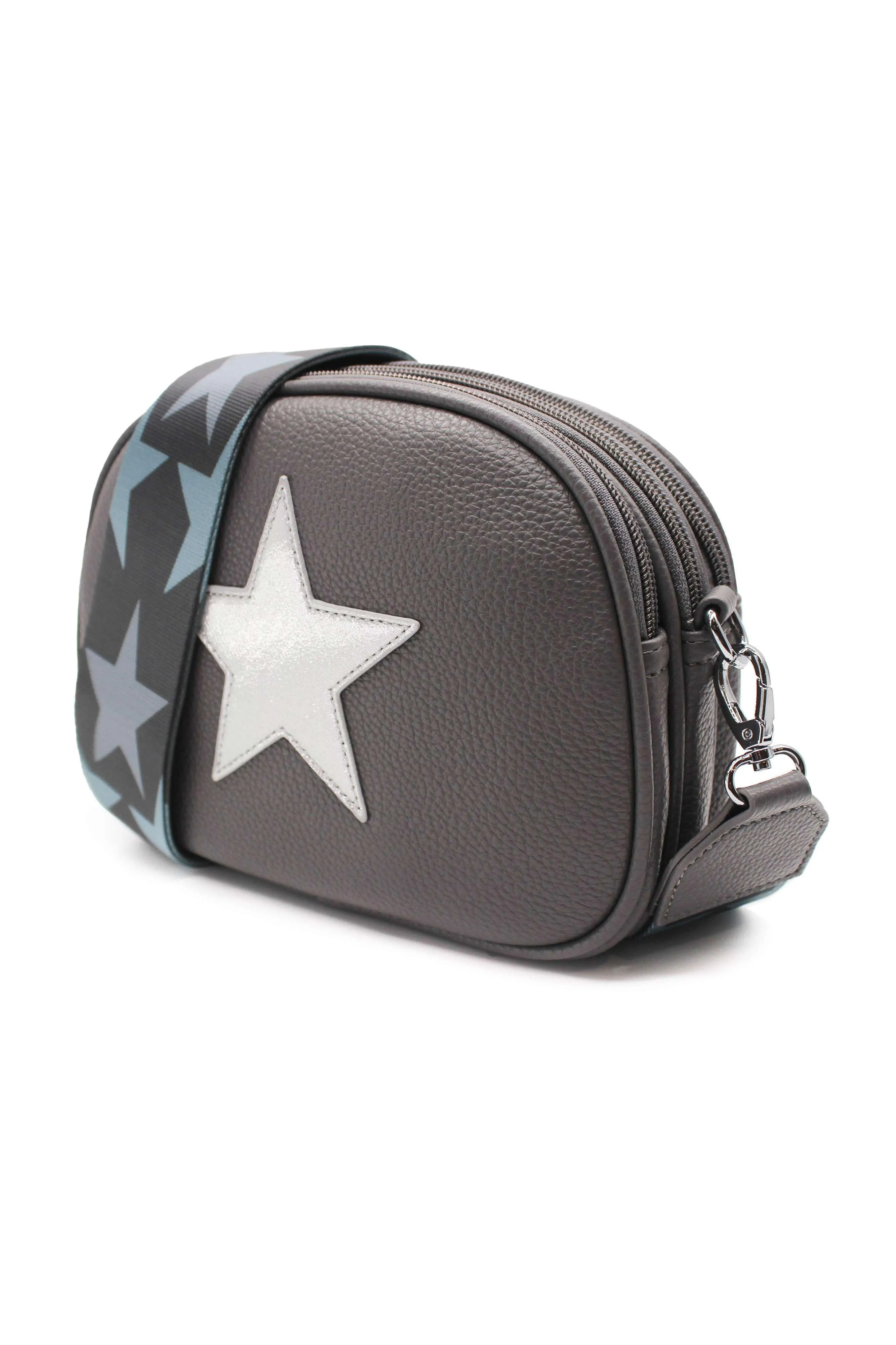 

Сумка через плечо Trilly Shiny Silver Star с тремя отделениями и широким ремешком для фотоаппарата Kitise, серый