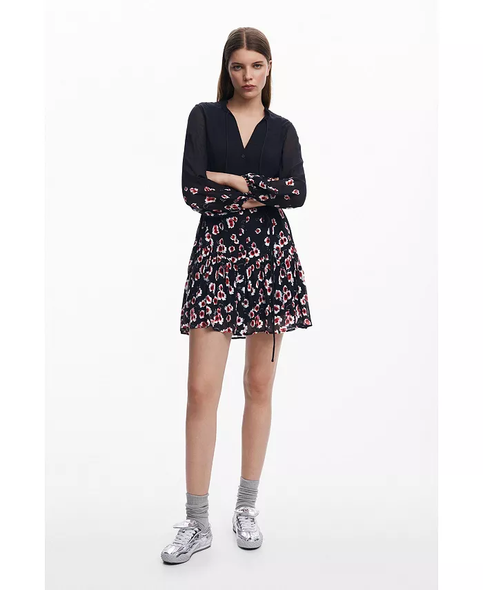 

Женское короткое платье с цветочным принтом Desigual, черный