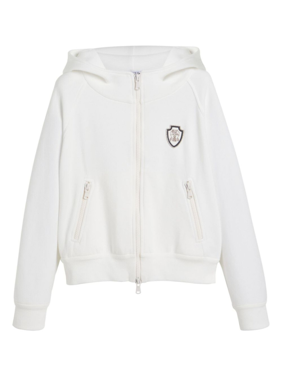 

Brunello Cucinelli Kids худи на молнии с нашивкой-логотипом, белый