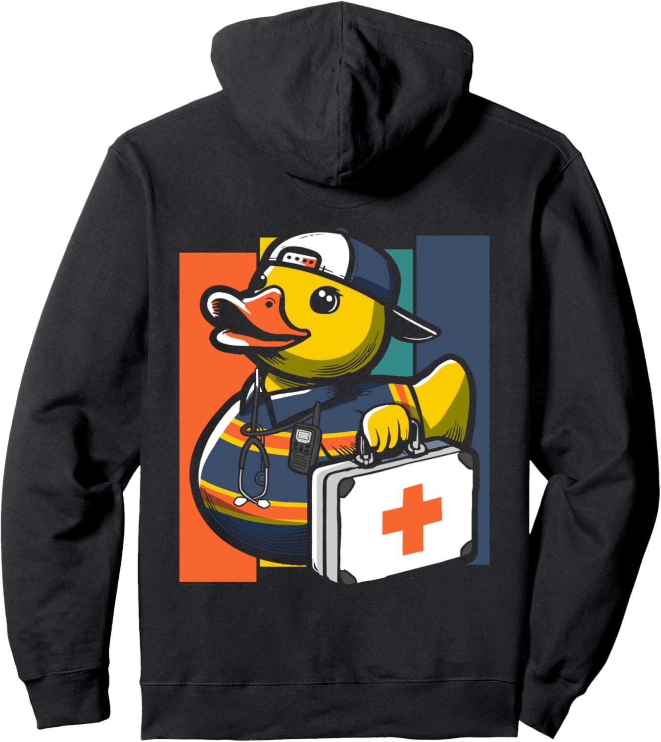

Резиновая уточка-парамедик, медицинская толстовка с капюшоном в виде уточки-парамедика Emergency Medical Technician Rubber Ducky, черный